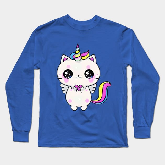 Kawaii Caticorn Unicorn Cat Kittycorn Long Sleeve T-Shirt by Splash Graphics